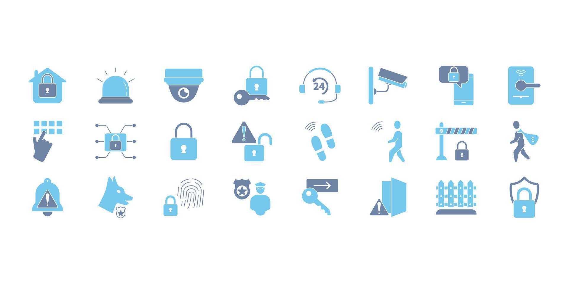 Home security icons set. Set of editable stroke icons.Set of Home security vector