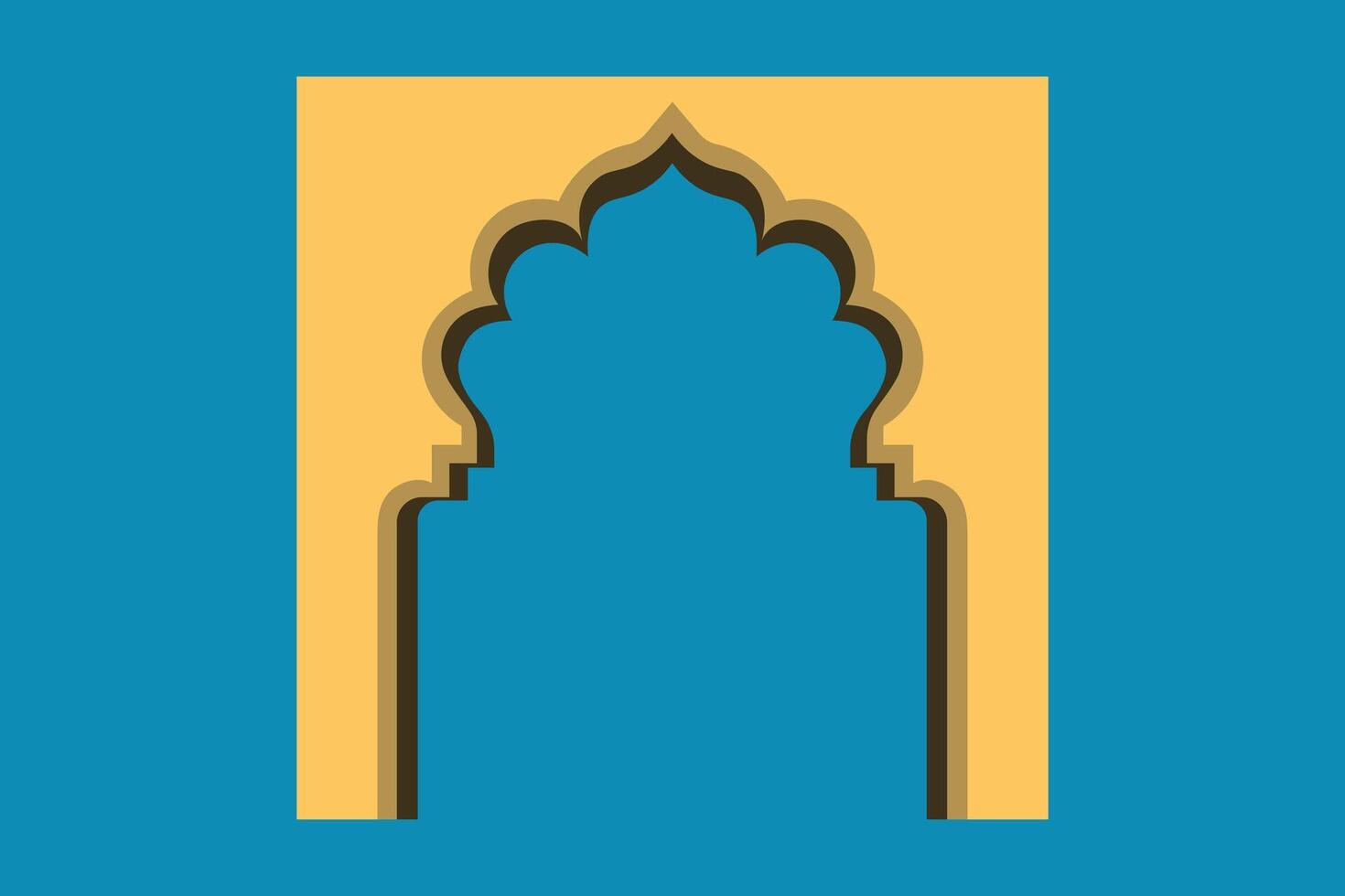 Yellow arch isolated on blue background vector