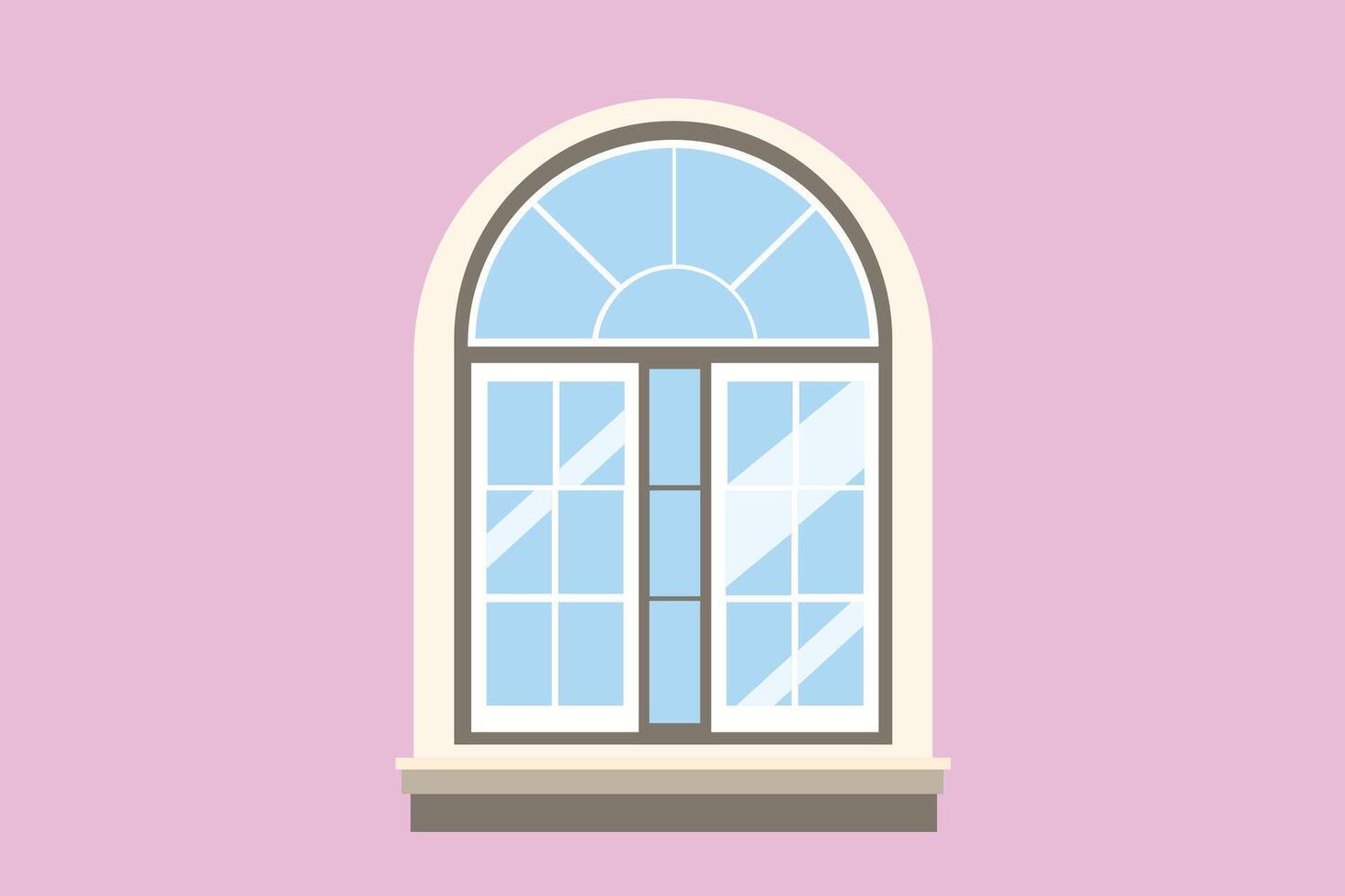 Arched window isolated on purple background vector