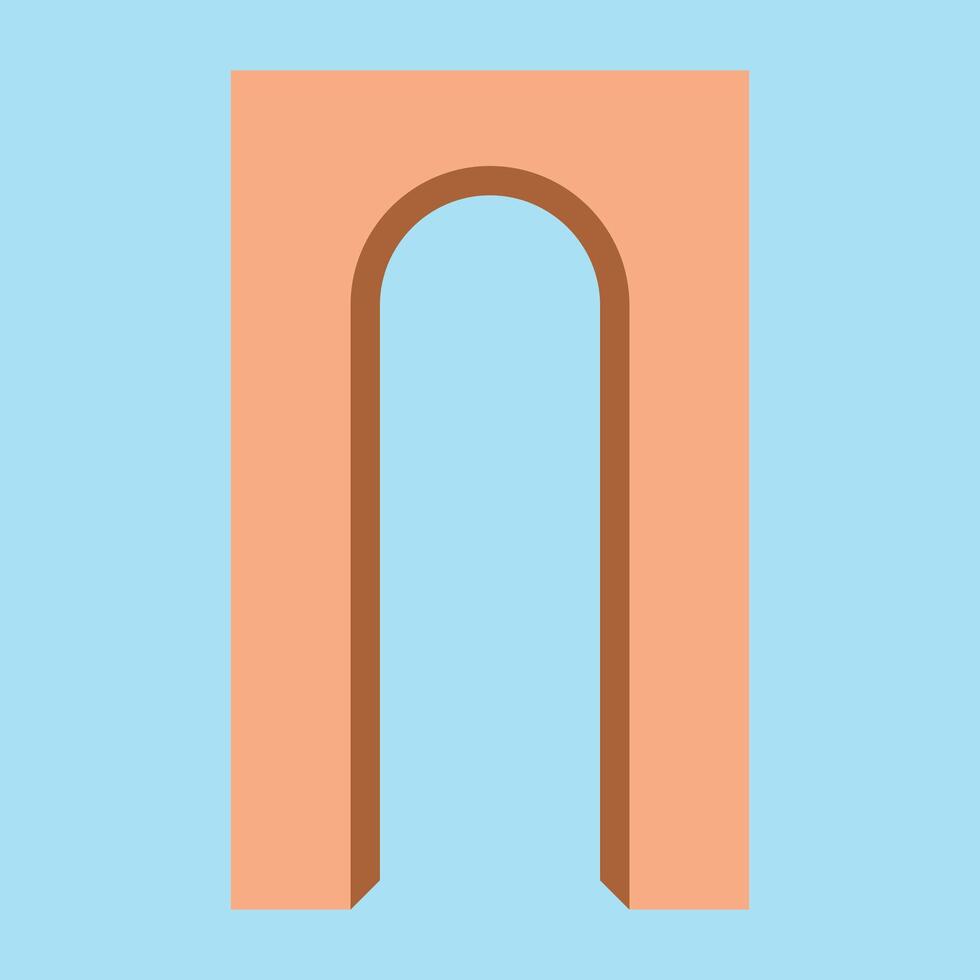 Brown arch isolated on blue background vector