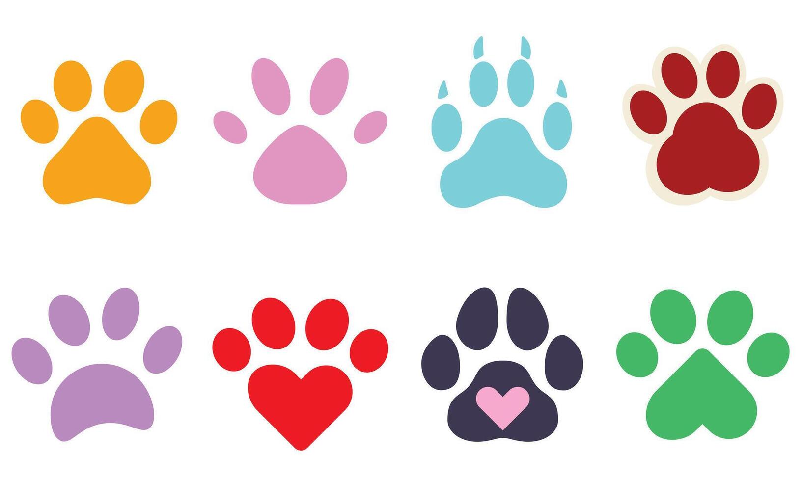 Set of animal paw or footprint in cartoon style vector