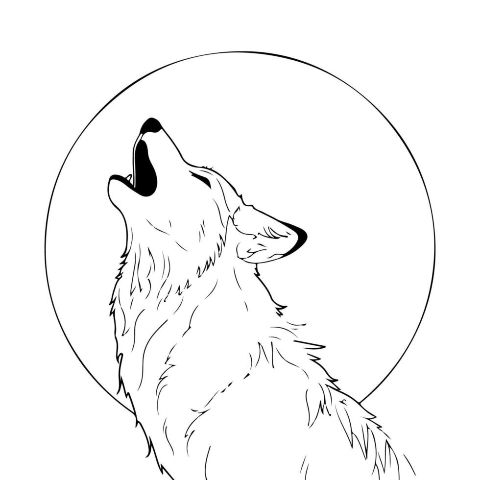 the outline of a wolf howling vector