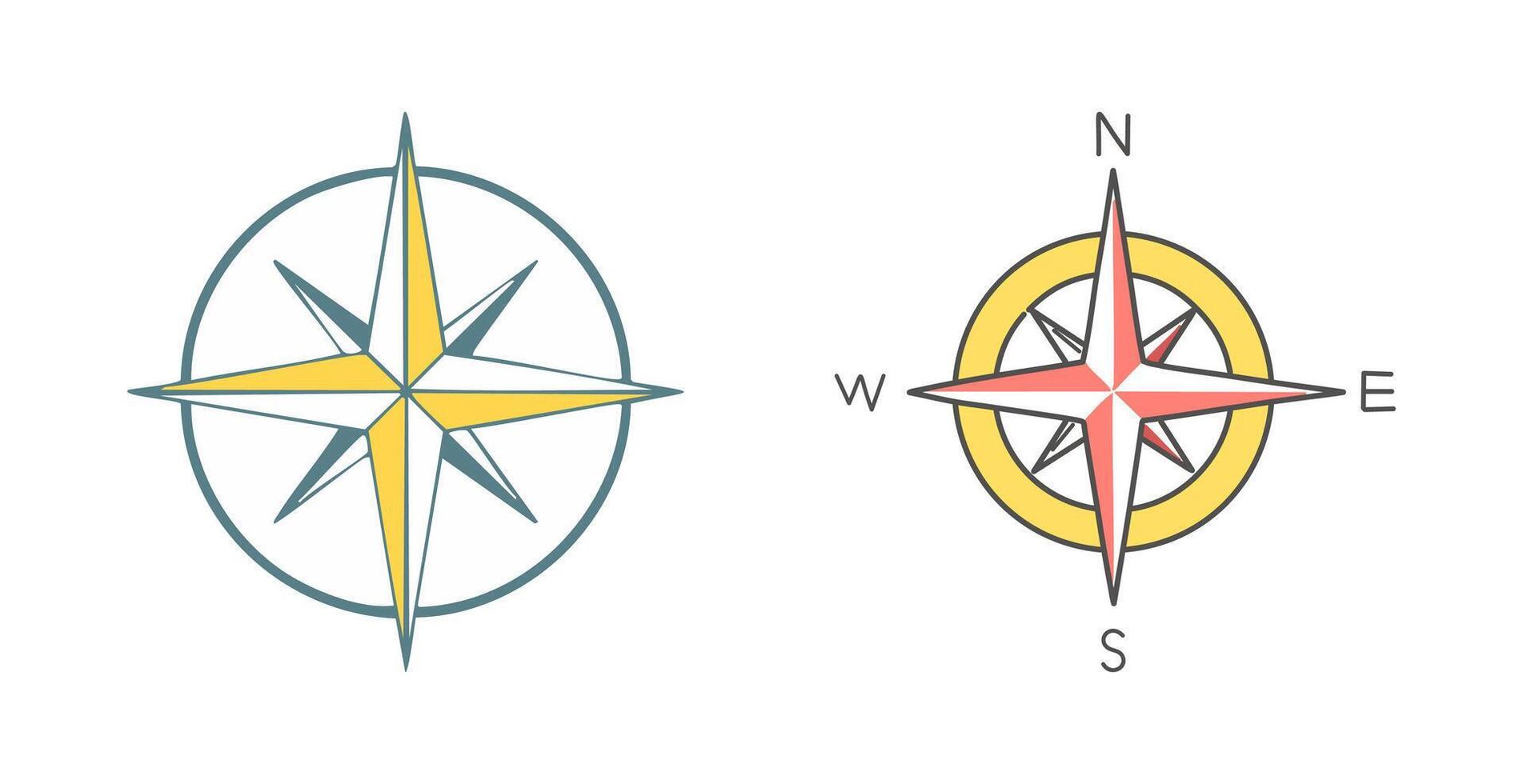 Compass Rose Icon With Cardinal Direction vector