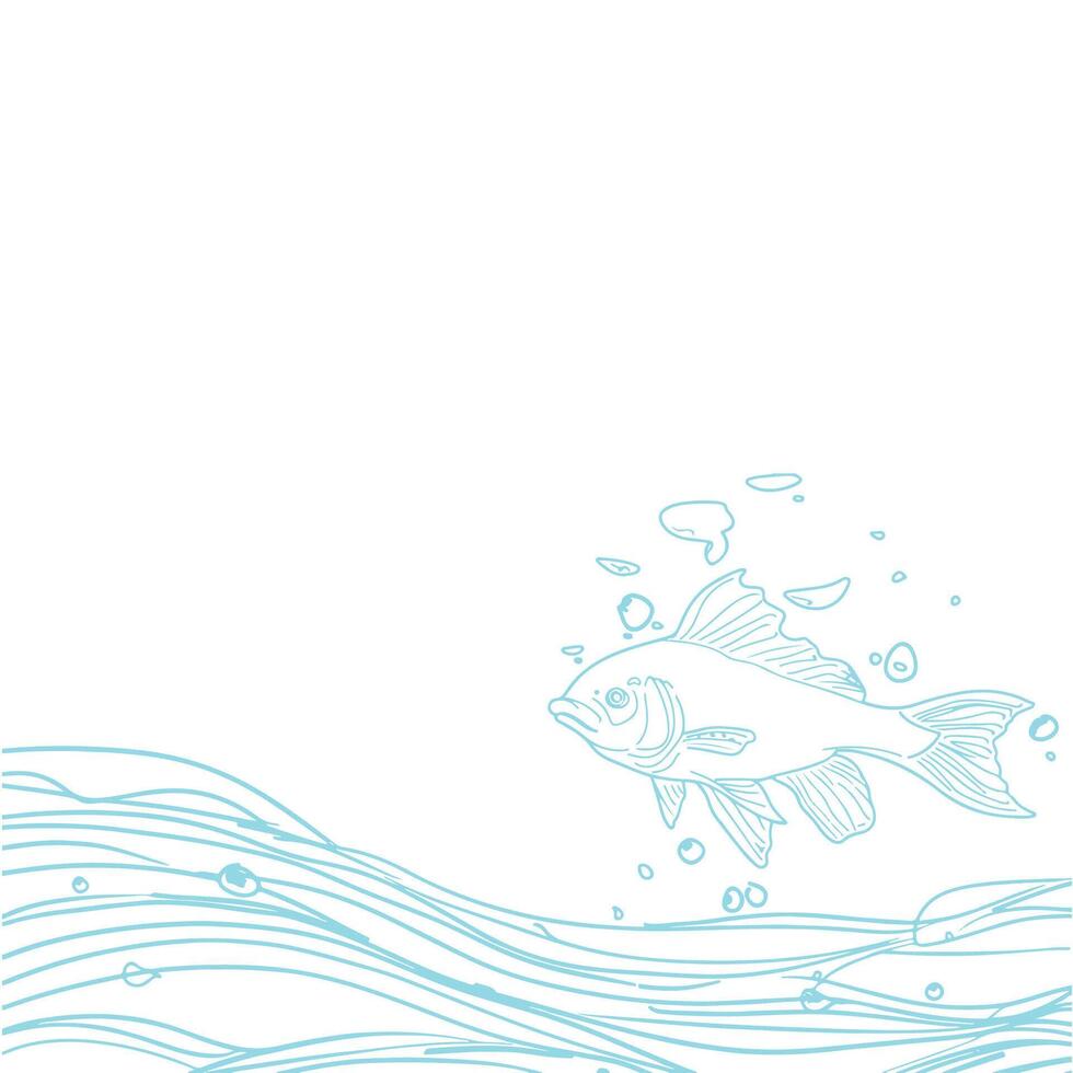 outline of a fish swimming in clear water vector