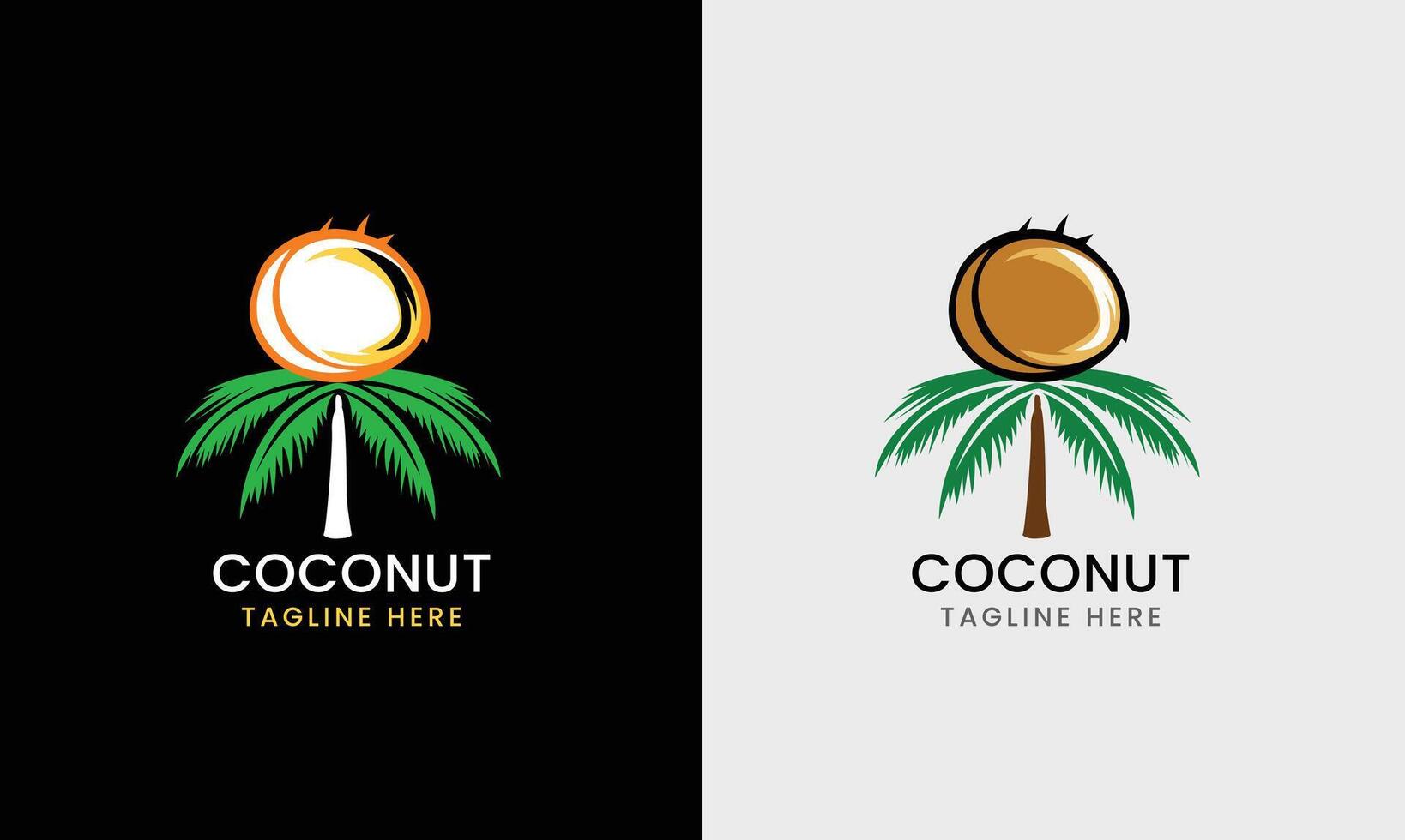Coconut, coconut tree minimalist logo icon, sea forest beach coconut tree natural leaf vector