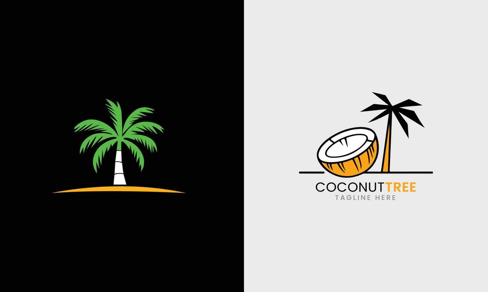 Coconut, coconut tree minimalist logo icon, sea forest beach coconut tree natural leaf vector