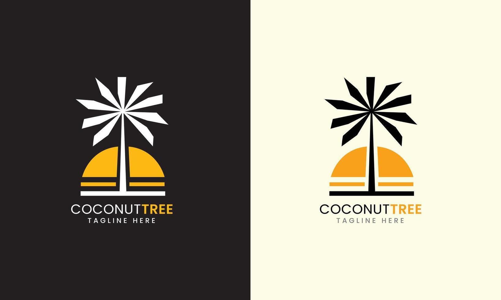 Coconut, coconut tree minimalist logo icon, sea forest beach coconut tree natural leaf vector