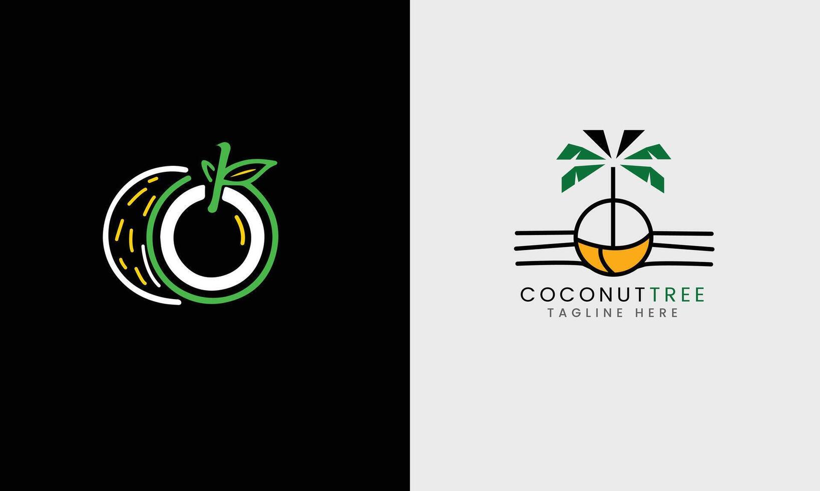 Coconut, coconut tree minimalist logo icon, sea forest beach coconut tree natural leaf vector