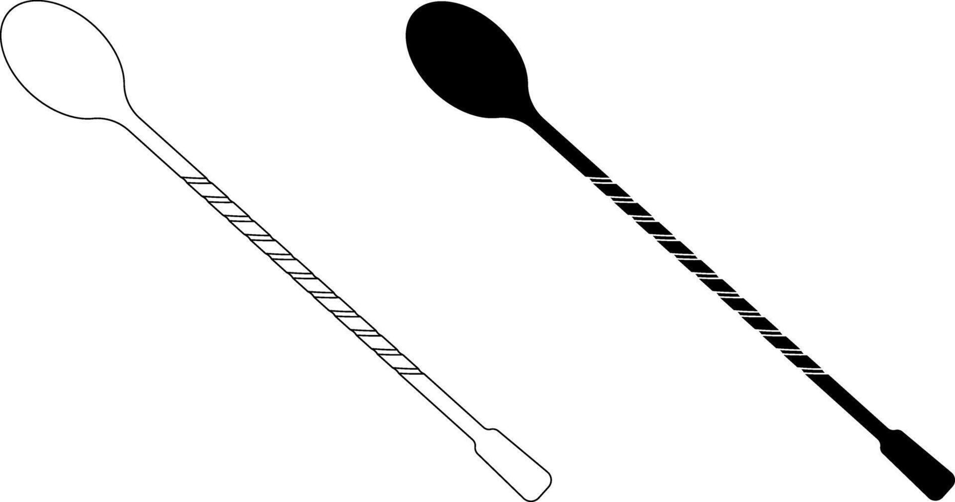 outline silhouette bar spoon icon set vector