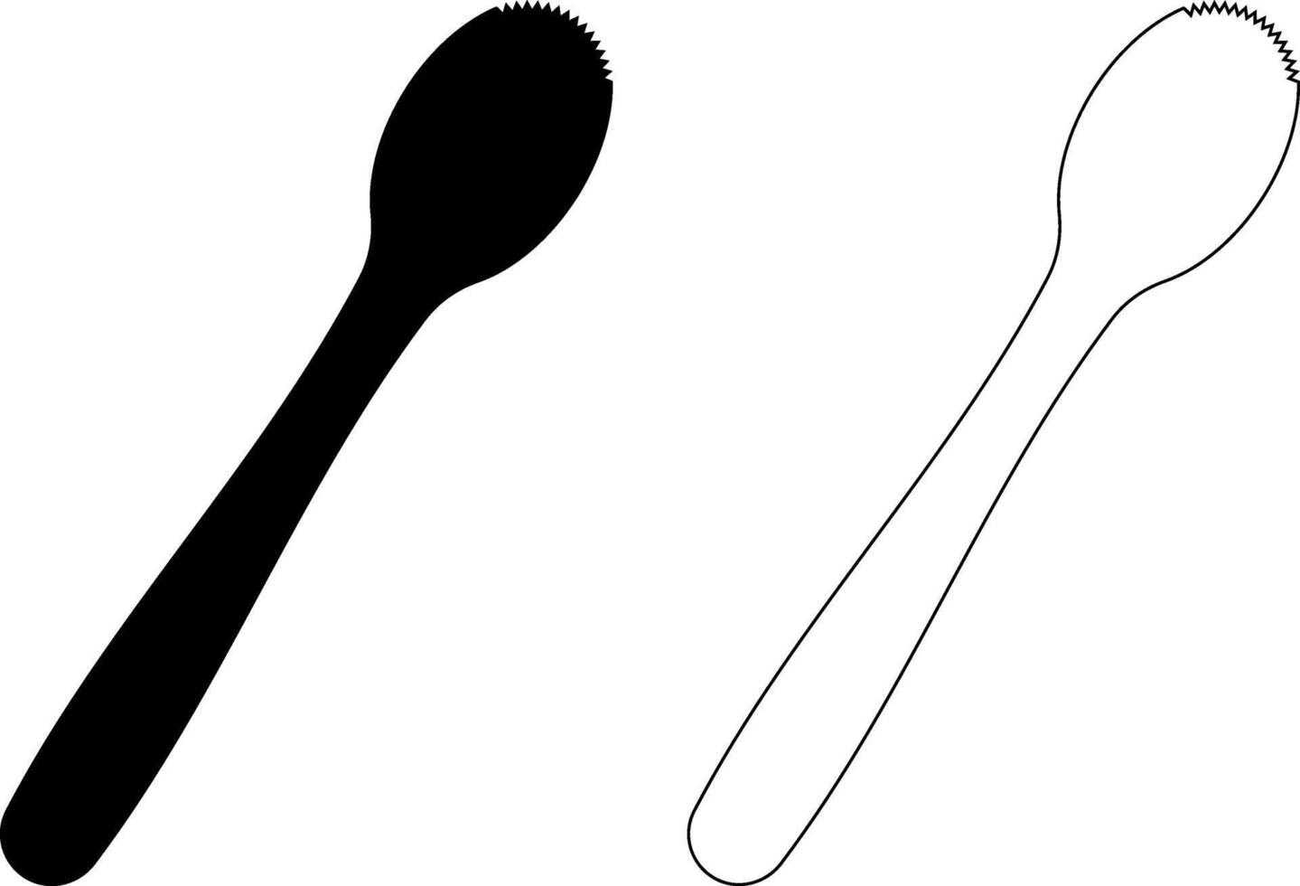 outline silhouette Grapefruit spoon icon set vector
