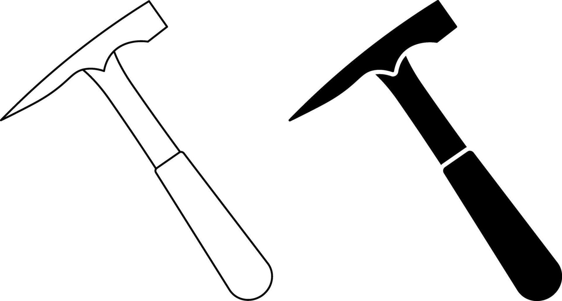 outline silhouette Geologist's hammer icon set vector