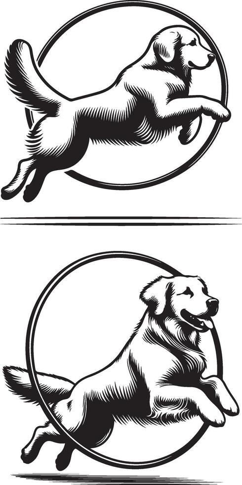 Golden Retriever silhouette illustration design. vector