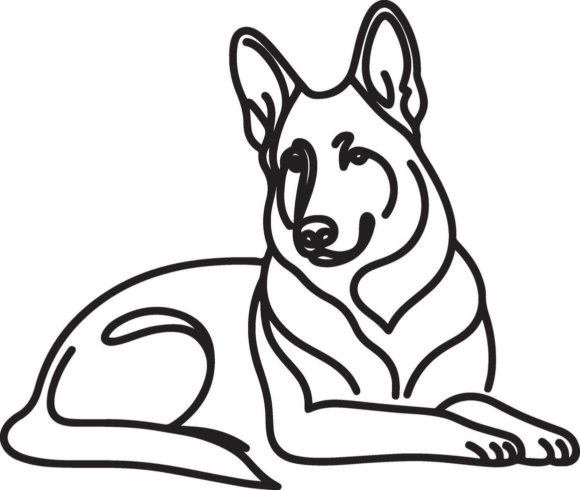 German Shepherd Dog Line art Contour illustration Continuous line drawing. vector