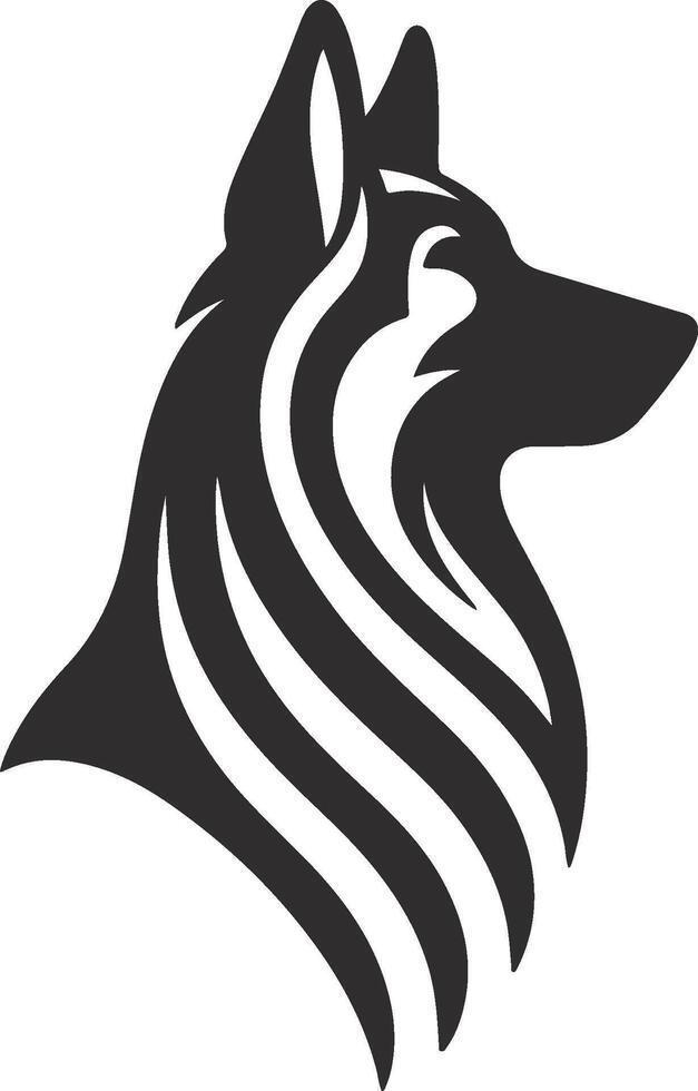 German shepherd dog in different poses on a white background objects silhouette illustration. vector