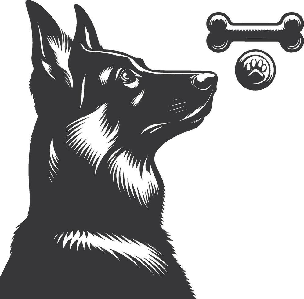 German shepherd dog in different poses on a white background objects silhouette illustration. vector