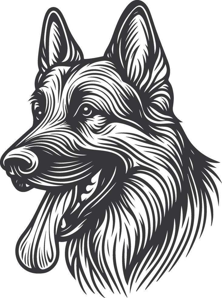 German Shepherd Dog Line art Contour illustration Continuous line drawing. vector