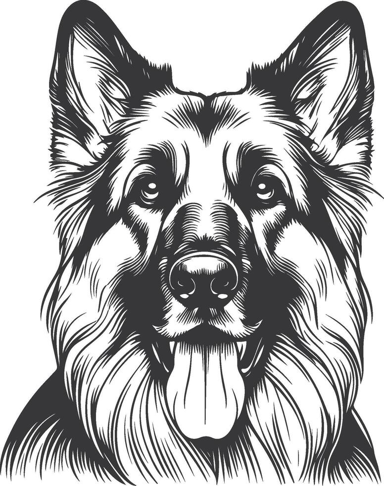 German Shepherd Dog Line art Contour illustration Continuous line drawing. vector