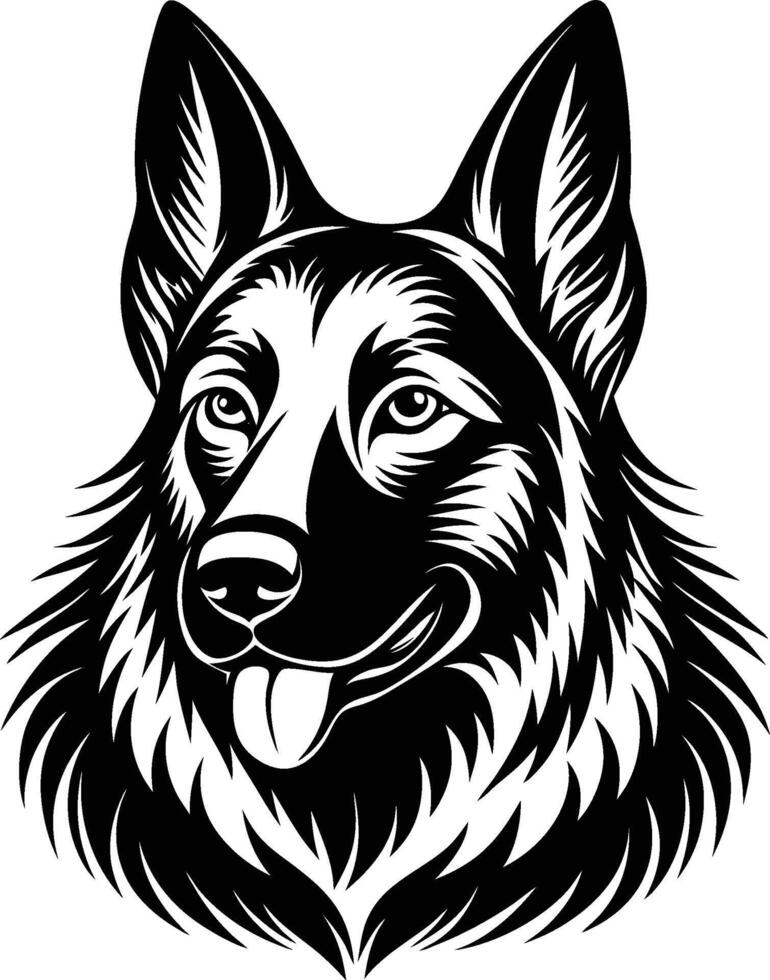 German shepherd dog in different poses on a white background objects silhouette illustration. vector