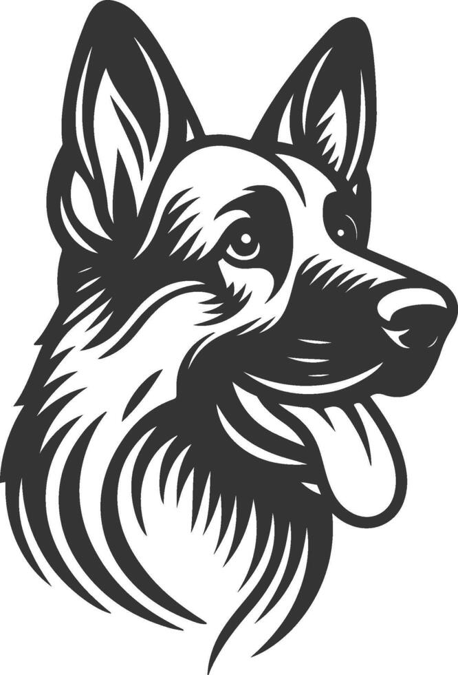 German Shepherd Dog Line art Contour illustration Continuous line drawing. vector