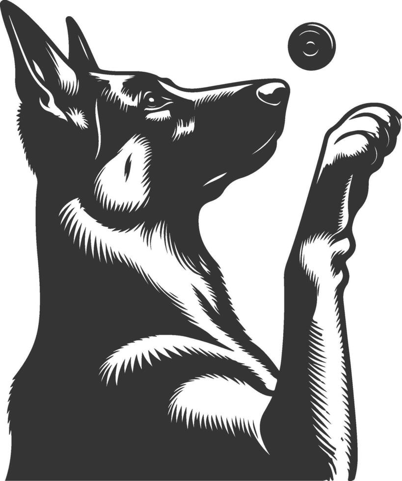 German shepherd dog in different poses on a white background objects silhouette illustration. vector