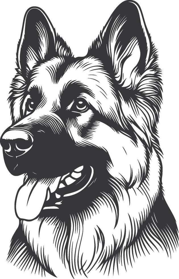 German Shepherd Dog Line art Contour illustration Continuous line drawing. vector