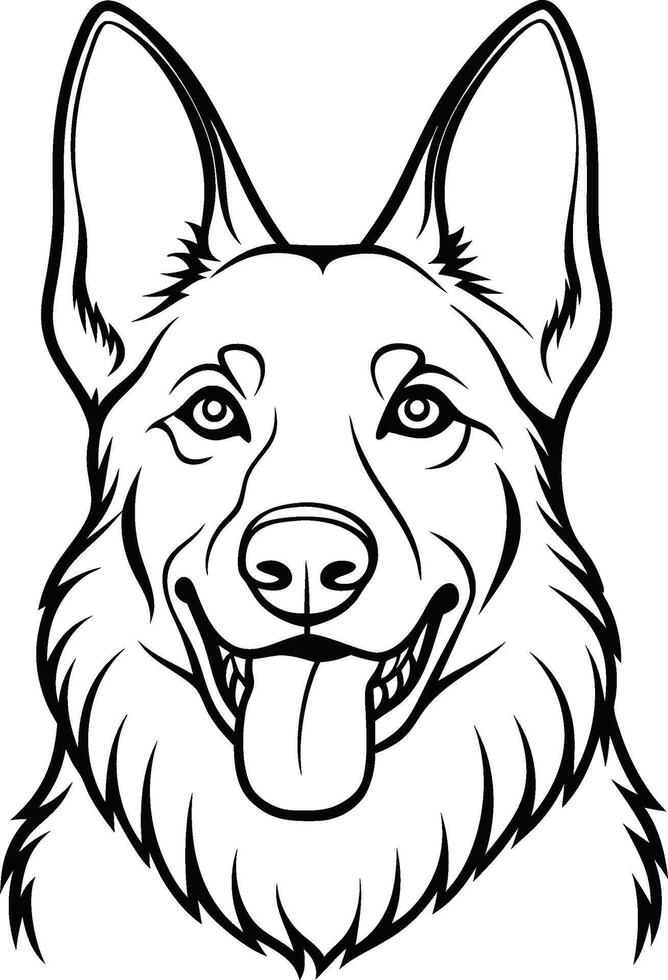 German Shepherd Dog Line art Contour illustration Continuous line drawing. vector