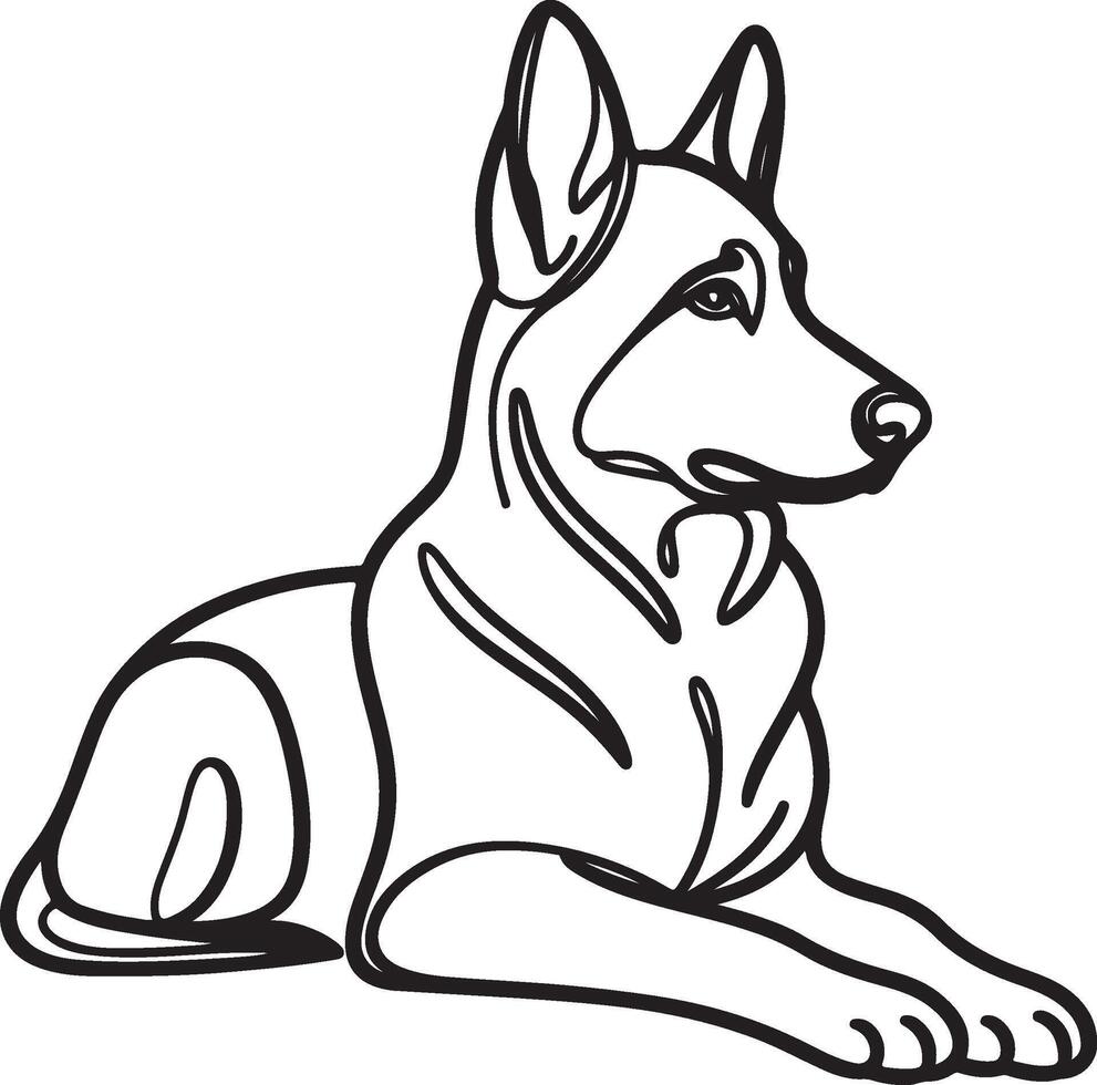 German Shepherd Dog Line art Contour illustration Continuous line drawing. vector