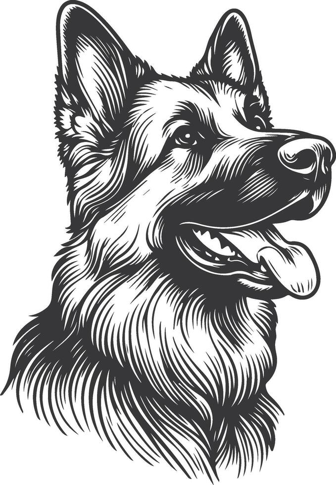 German Shepherd Dog Line art Contour illustration Continuous line drawing. vector