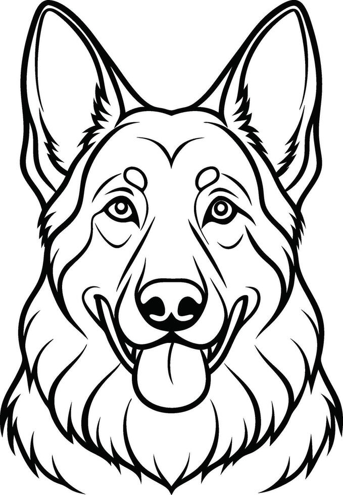 German Shepherd Dog Line art Contour illustration Continuous line drawing. vector