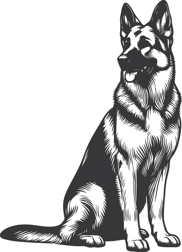 German Shepherd Dog Line art Contour illustration Continuous line drawing. vector