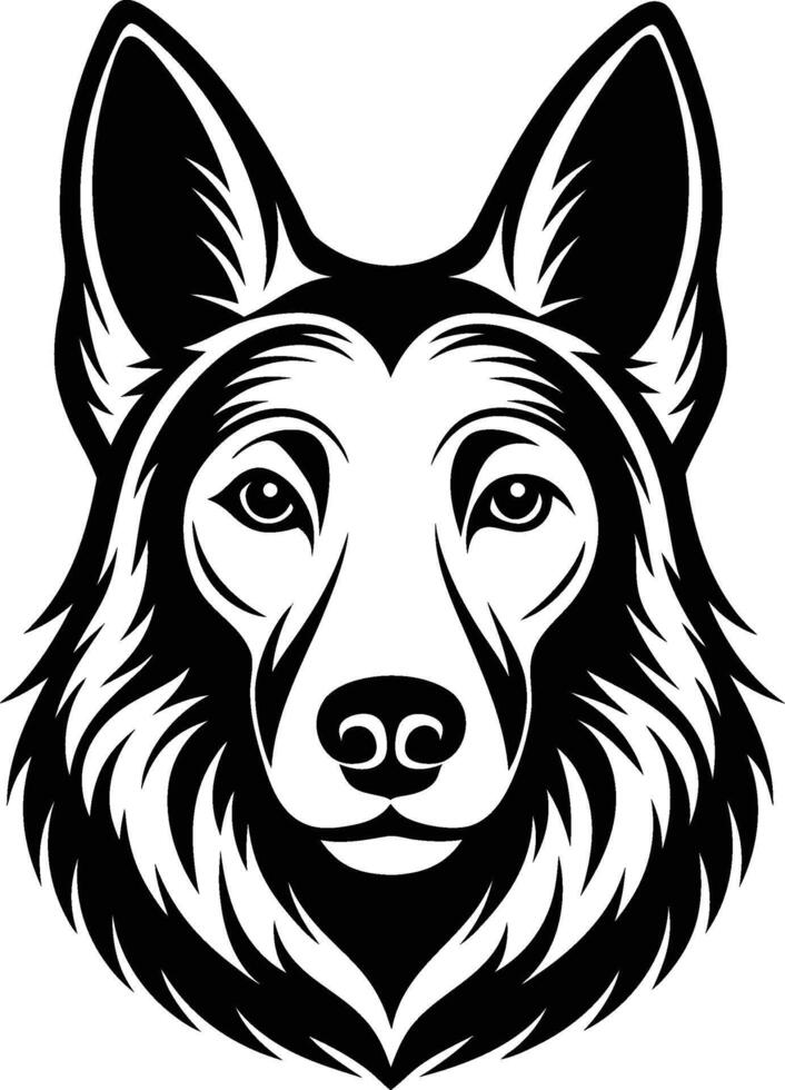 German shepherd dog in different poses on a white background objects silhouette illustration. vector