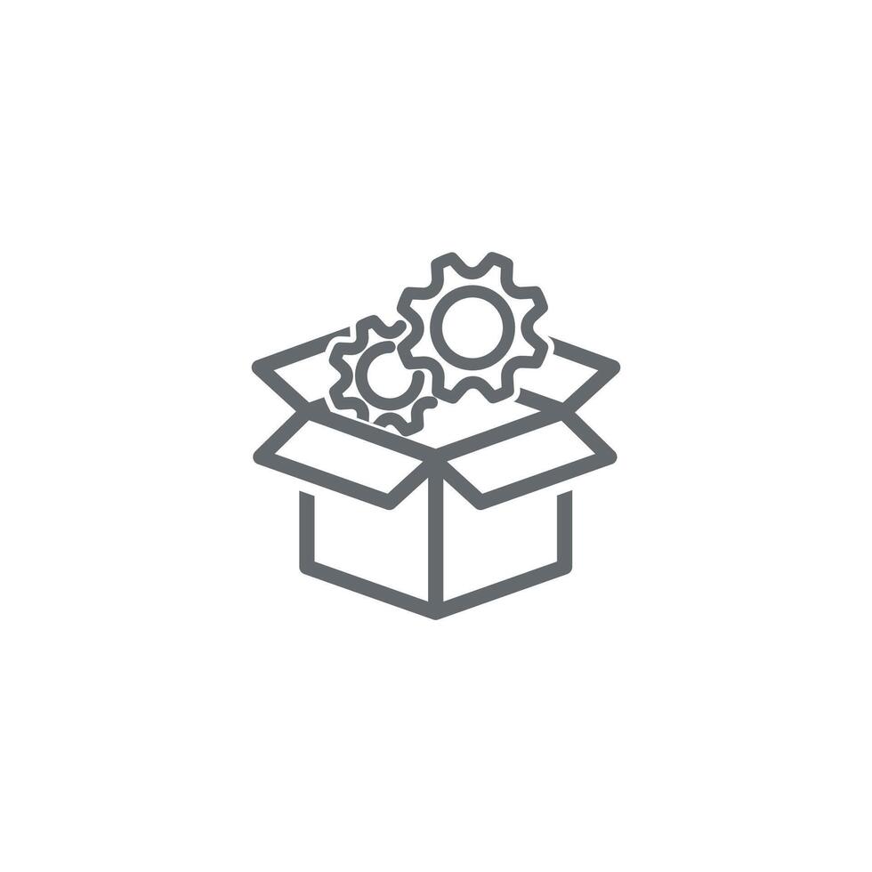 illustration design of cardboard and gear symbol of repair service, delivery. vector