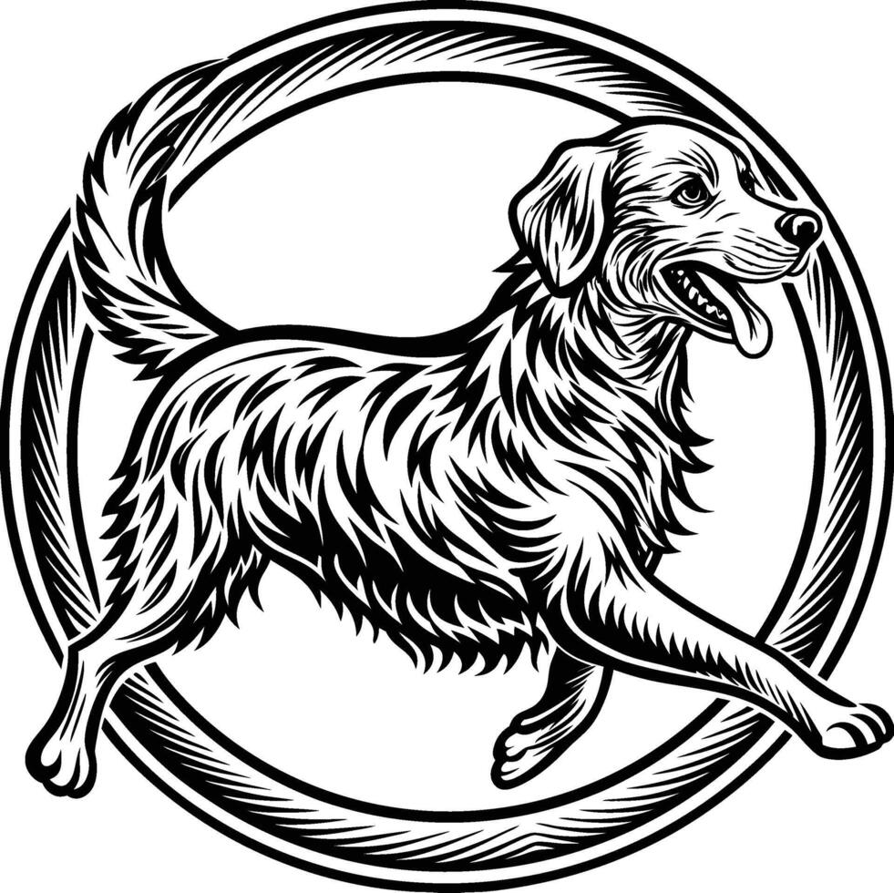 Golden Retriever silhouette illustration design. vector