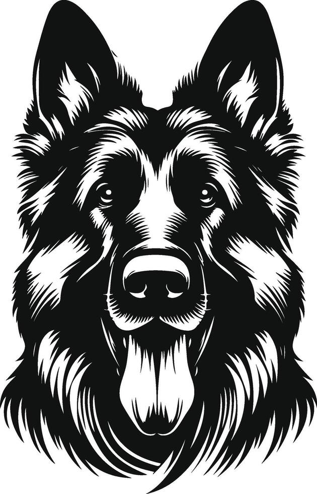 German shepherd dog in different poses on a white background objects silhouette illustration. vector