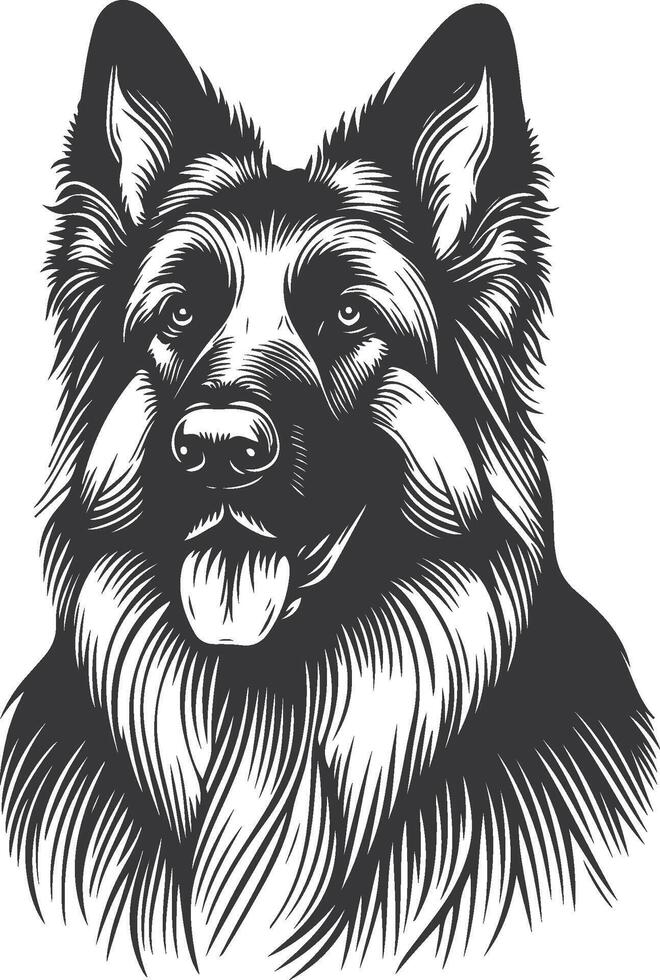 German Shepherd Dog Line art Contour illustration Continuous line drawing. vector