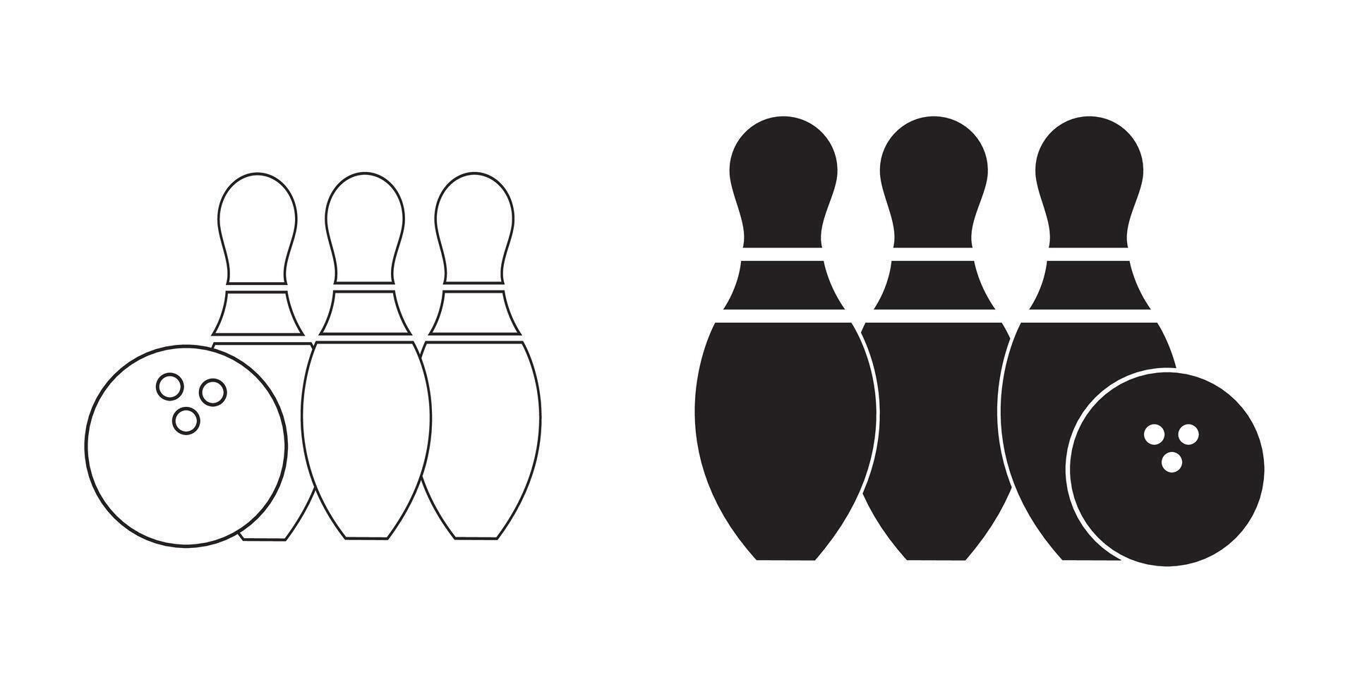 Bowling icon illustration. bowling ball and pin sign symbol. vector