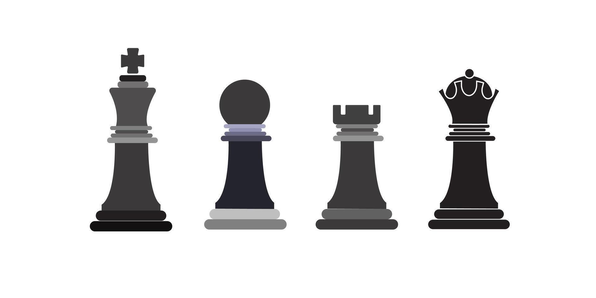 Chess piece icons set. Smart board game elements. Chess silhouettes illustration isolated on white. vector