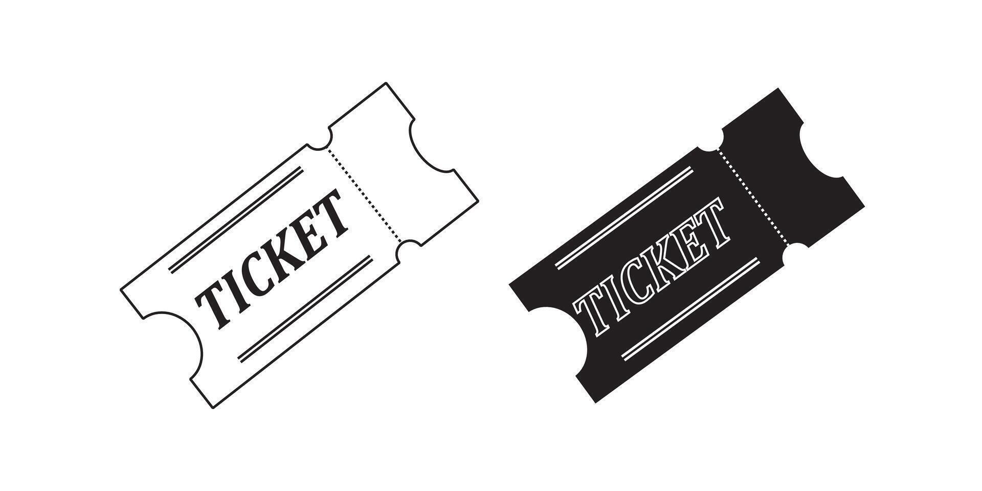 Ticket icon flat outline illustration vector