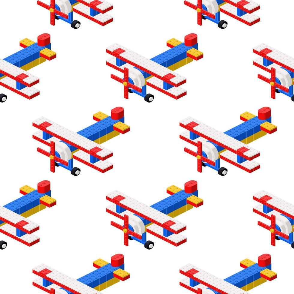 Pattern of toy airplanes in isometry. vector