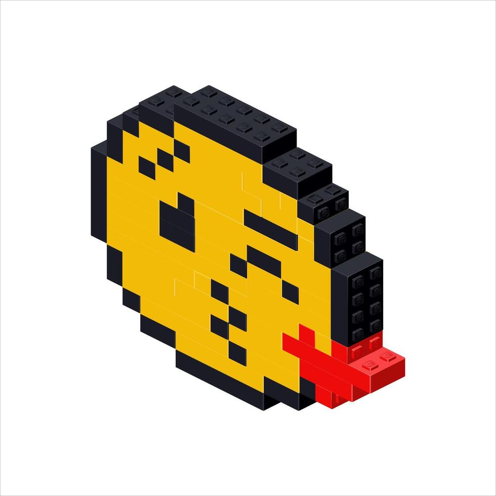 Emoji kiss in isometry on a white background. vector