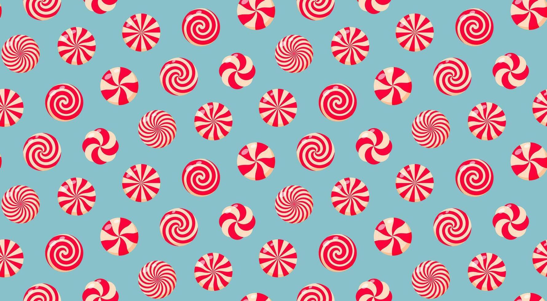 Christmas candy seamless pattern. Peppermint candies background. vector