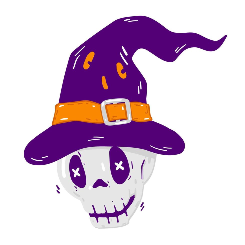 Spooky Halloween Skull Witch Hat vector
