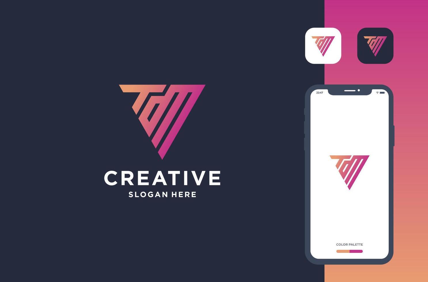 combination of letter t d m logo design vector