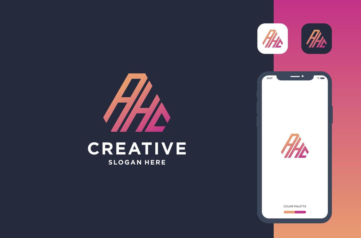 combination of letter a h c logo design vector