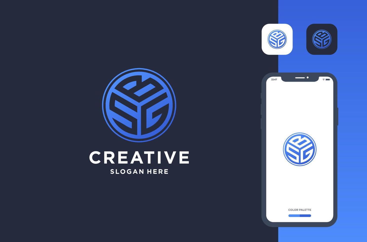 combination of letter b s g logo design vector