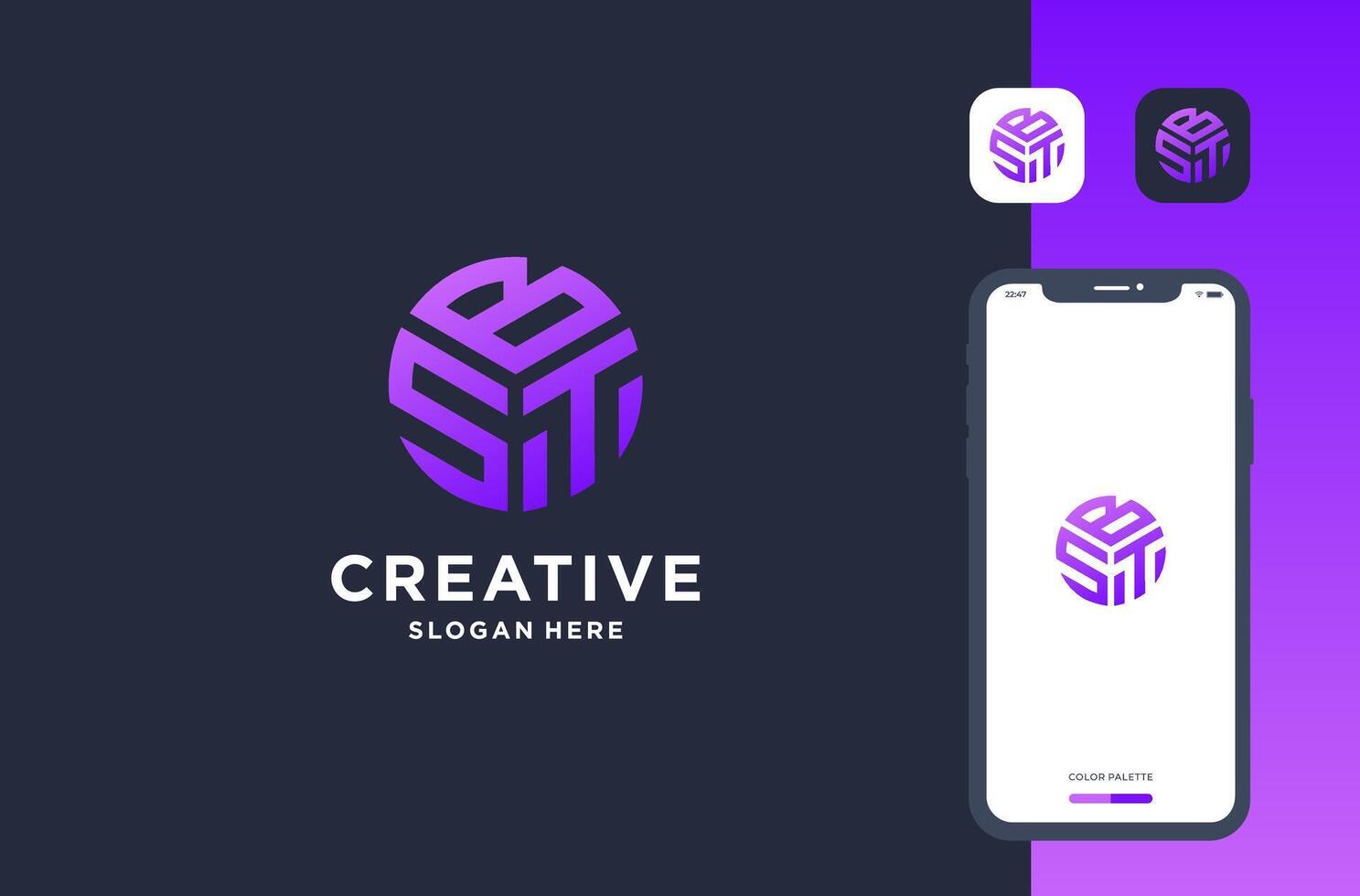combination of letter b s t logo design vector