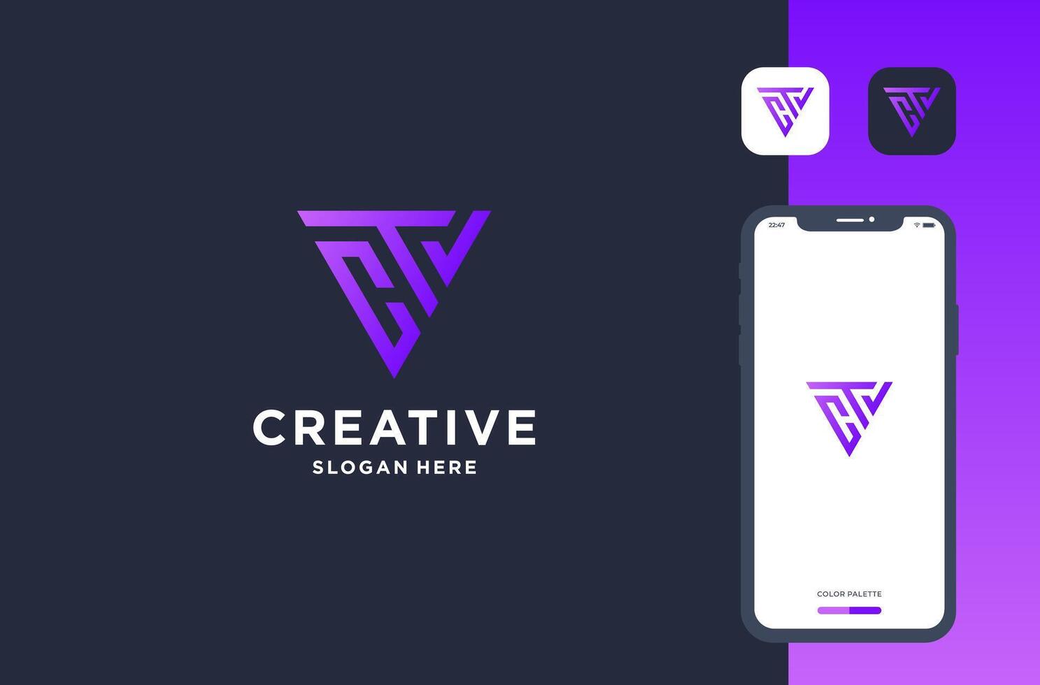 combination of letter c t v logo design vector