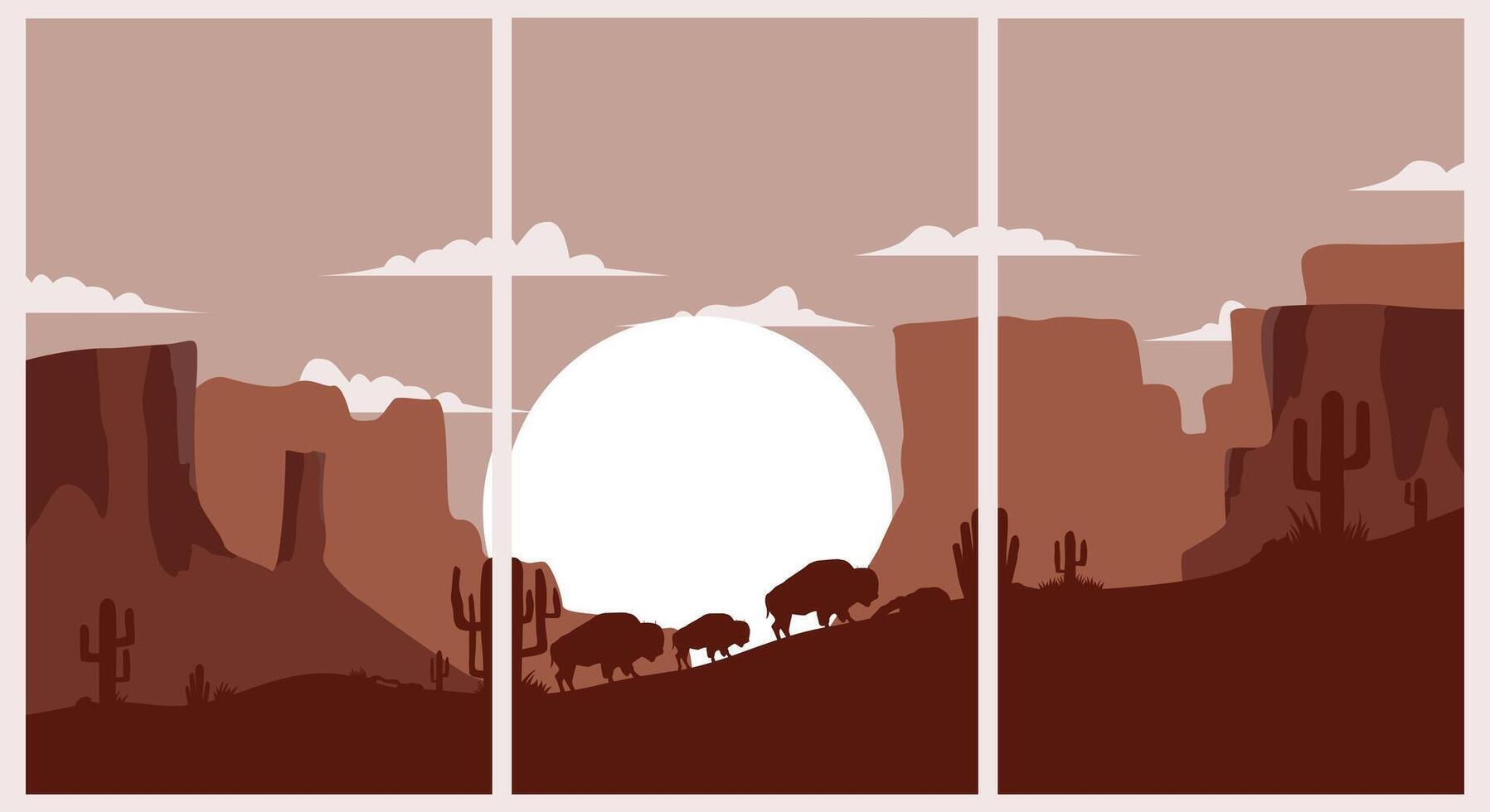 set of sunset arizona desert poster illustration design, minimalist desert landscape bundle design vector