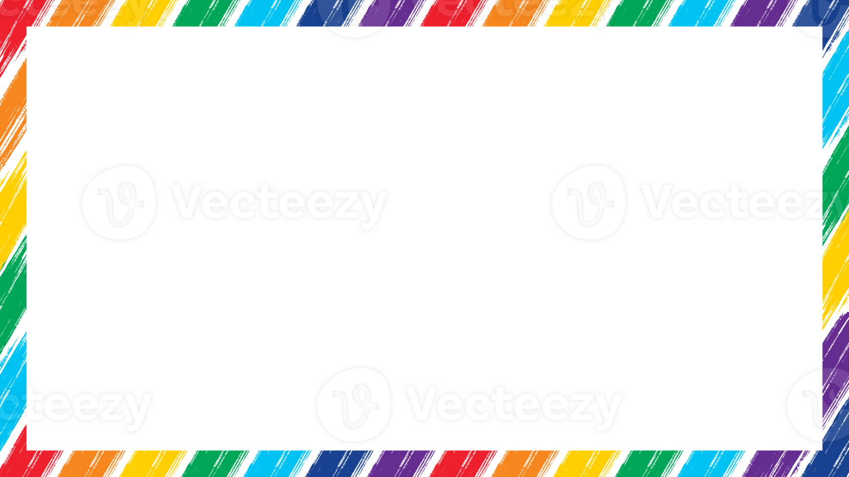 Stripe brush frame border rectangular in seven rainbow colors png