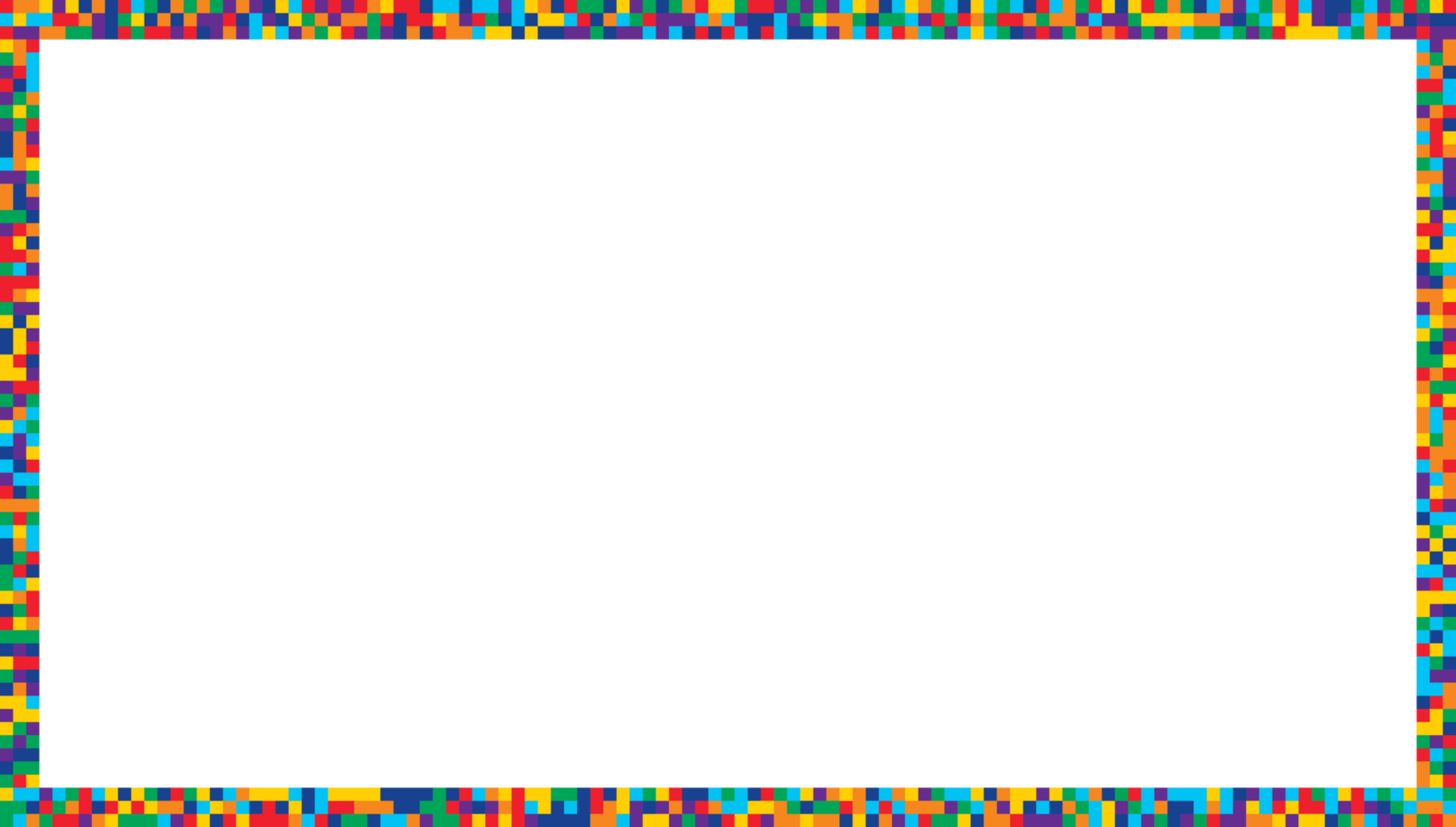 Colorful squares pixels frame in seven rainbow colors png